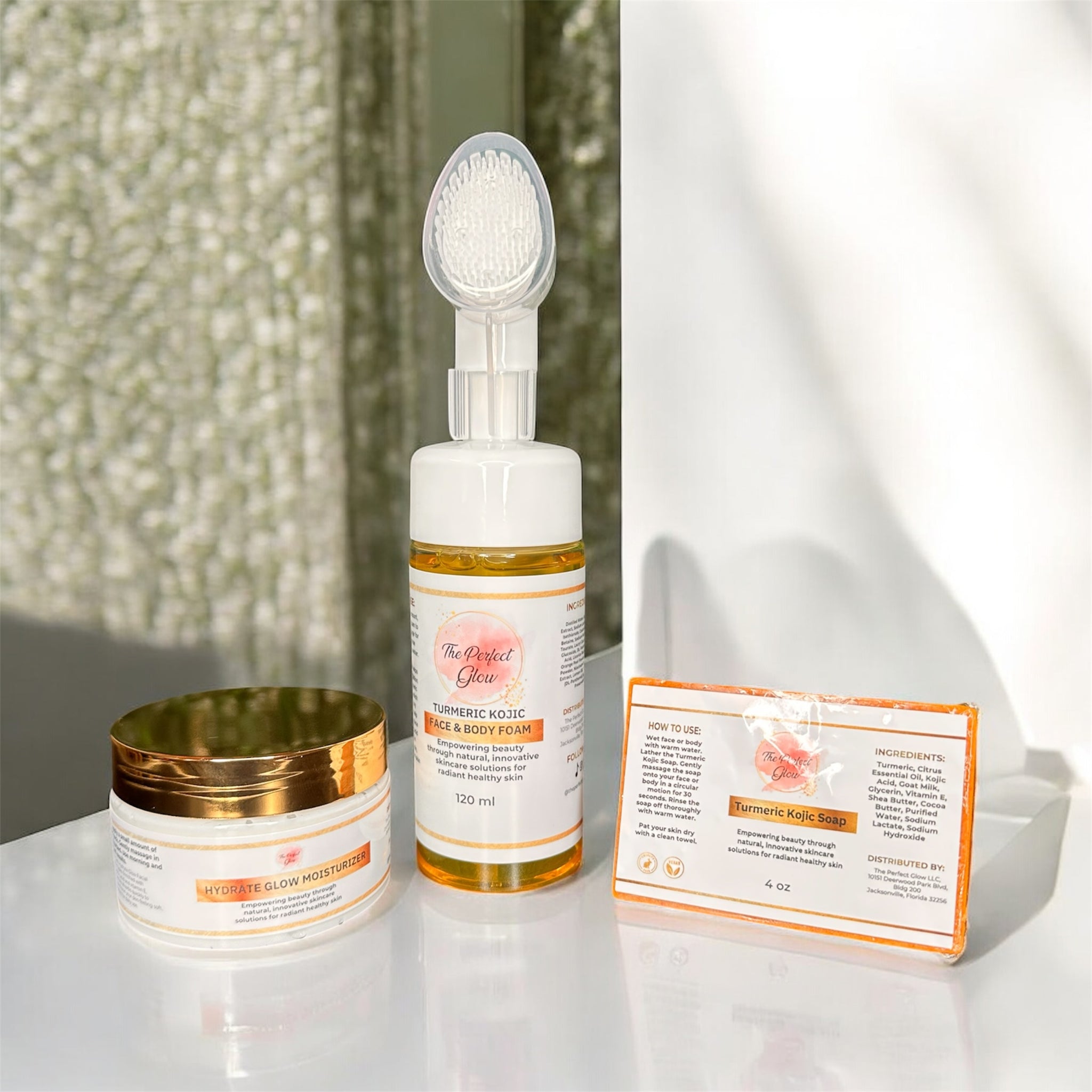 Turmeric Kojic Foaming Cleanser, Turmeric Kojic Soap and Hydrate Glow Moisturizer